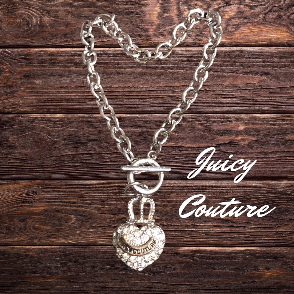 Juicy Couture Chain Link Heart Charm Bracelet Toggle Clasp